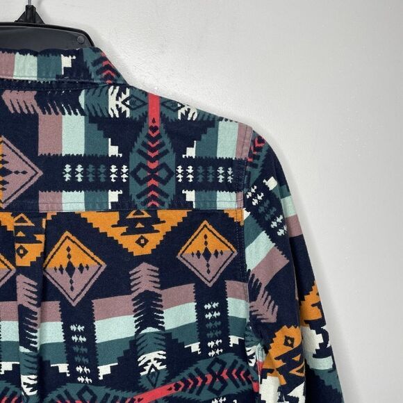 WOOLRICH Womens Southwestern Aztec Flannel Button-Up Top XS Cotton - Picture 4 of 8